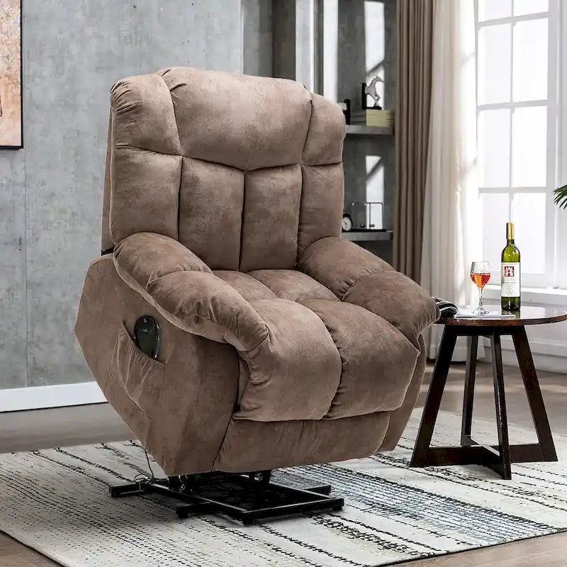 Power Lift Recliner Chair for Elderly - Heavy Duty Fabric Sofa with Safety Motion Reclining Mechanism