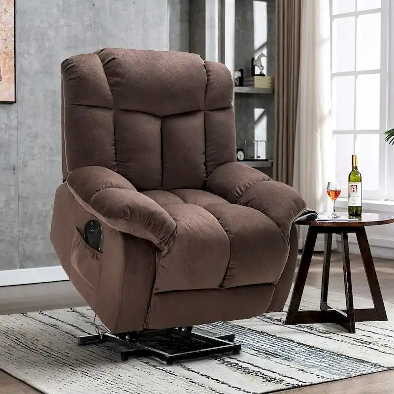 Power Lift Recliner Chair for Elderly - Heavy Duty Fabric Sofa with Safety Motion Reclining Mechanism