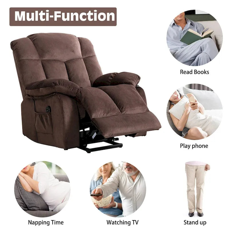 Power Lift Recliner Chair for Elderly - Heavy Duty Fabric Sofa with Safety Motion Reclining Mechanism