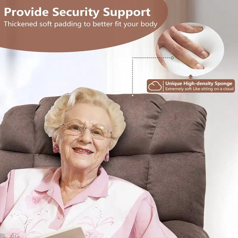 Power Lift Recliner Chair for Elderly - Heavy Duty Fabric Sofa with Safety Motion Reclining Mechanism
