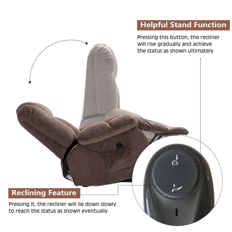 Power Lift Recliner Chair for Elderly - Heavy Duty Fabric Sofa with Safety Motion Reclining Mechanism