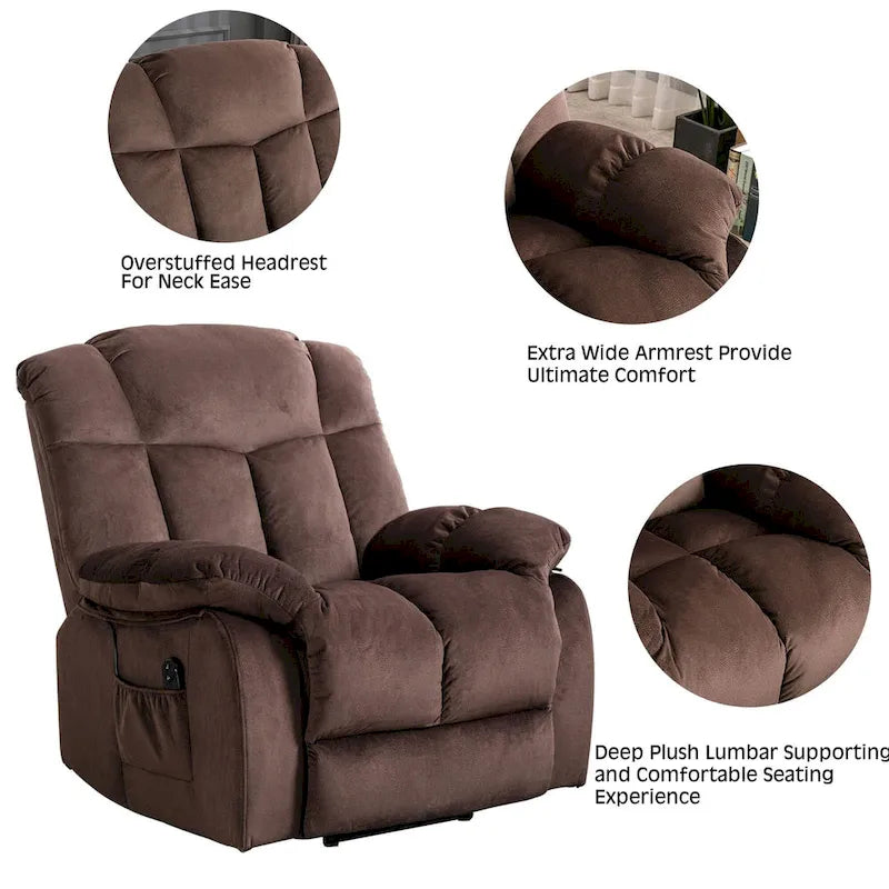 Power Lift Recliner Chair for Elderly - Heavy Duty Fabric Sofa with Safety Motion Reclining Mechanism