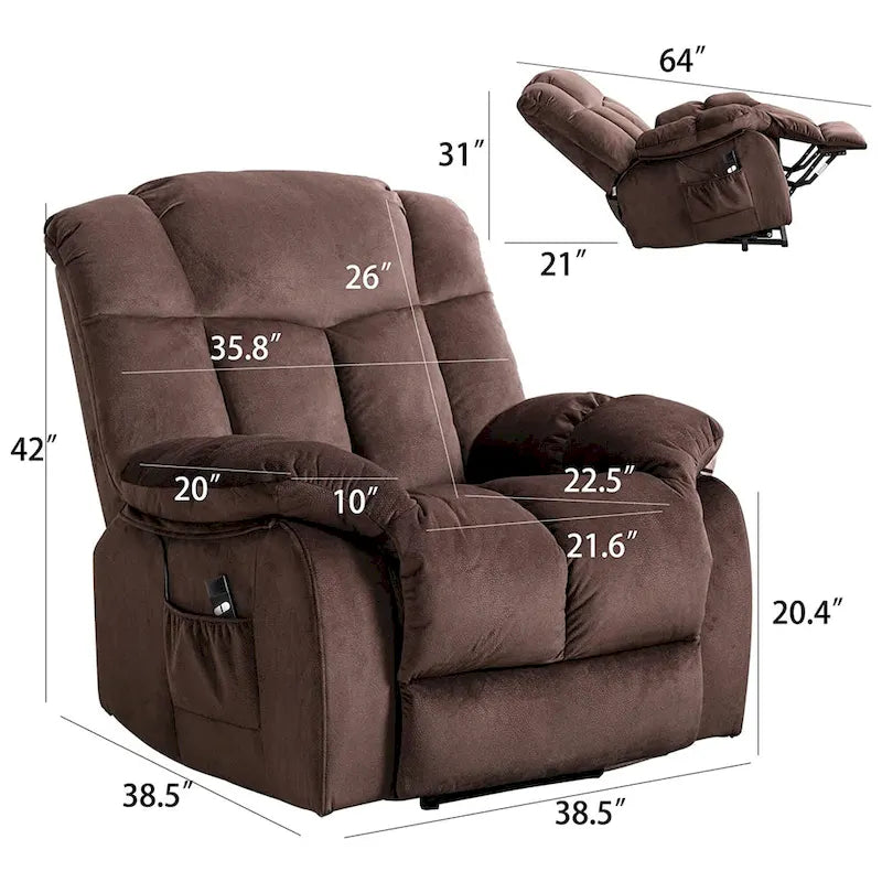 Power Lift Recliner Chair for Elderly - Heavy Duty Fabric Sofa with Safety Motion Reclining Mechanism