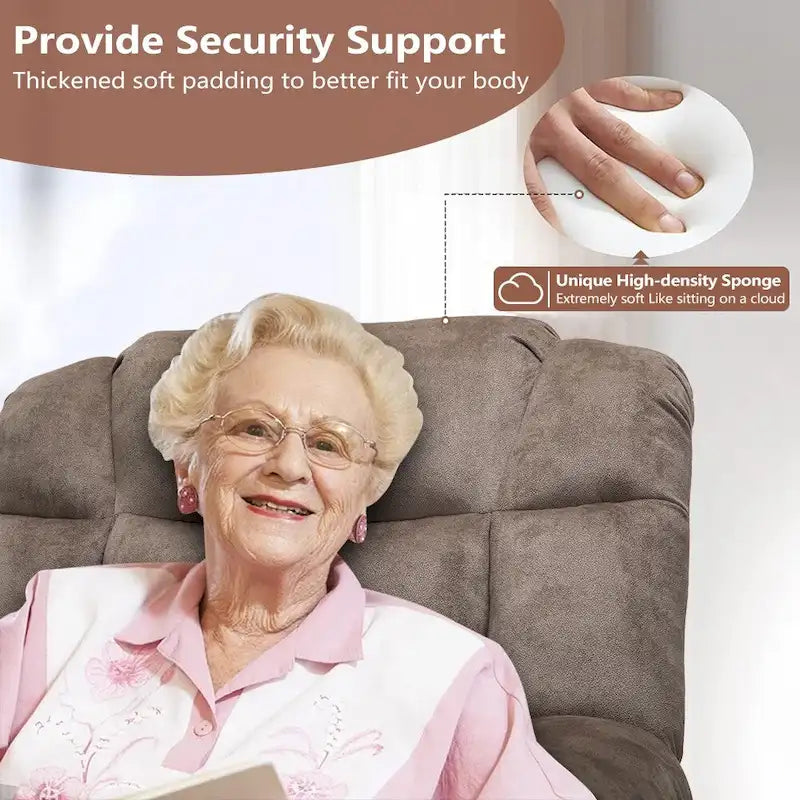 Power Lift Recliner Chair for Elderly - Heavy Duty Fabric Sofa with Safety Motion Reclining Mechanism