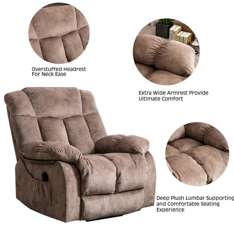 Power Lift Recliner Chair for Elderly - Heavy Duty Fabric Sofa with Safety Motion Reclining Mechanism