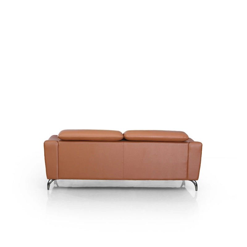 Modern Cognac Leather Brown Sofa
