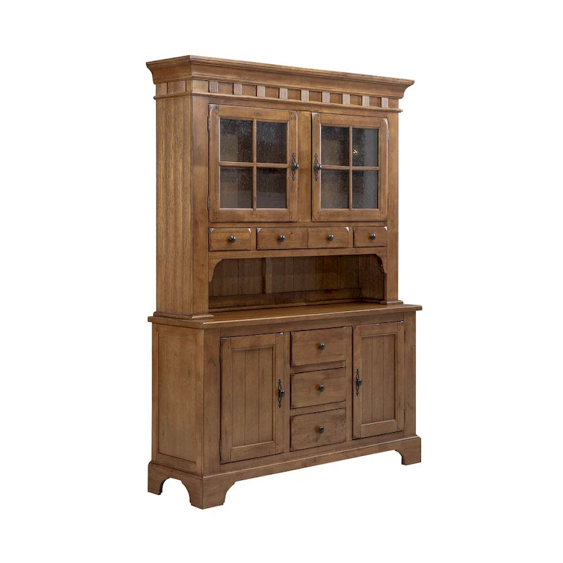 Rustic Oak Buffet and Hutch