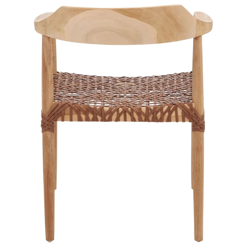 Woven Leather & Solid Wood Accent Chair (Fully Assembled) - 22"W x 20.5"D x 28.5"H
