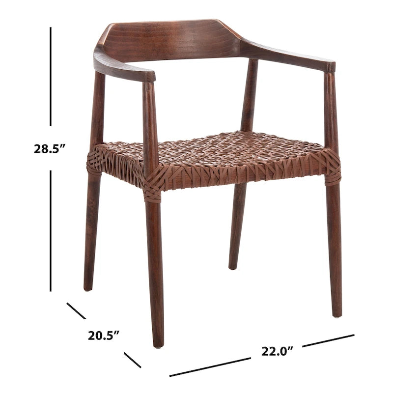 Woven Leather & Solid Wood Accent Chair (Fully Assembled) - 22"W x 20.5"D x 28.5"H