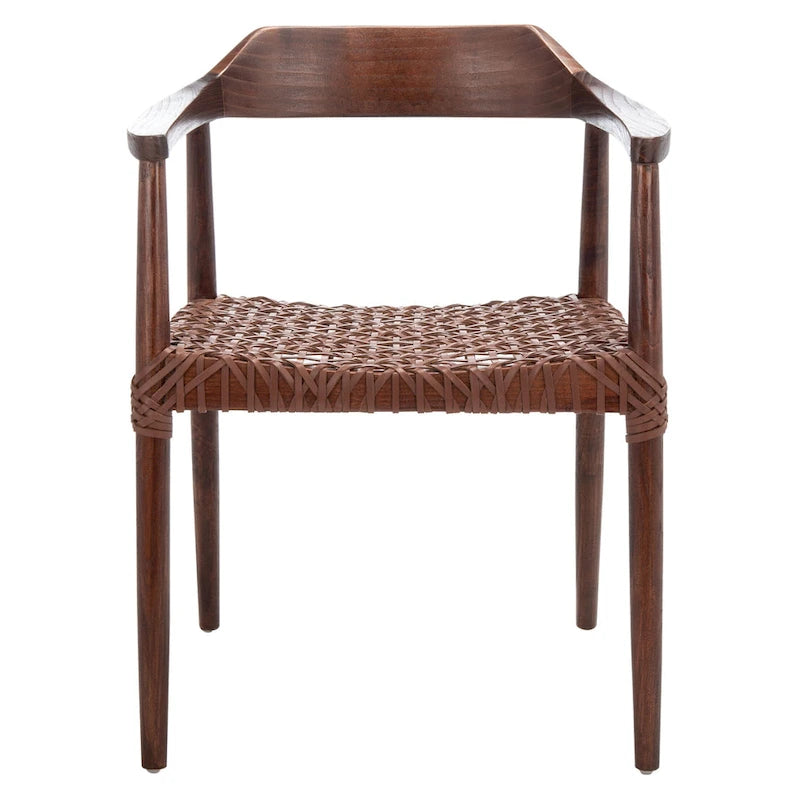 Woven Leather & Solid Wood Accent Chair (Fully Assembled) - 22"W x 20.5"D x 28.5"H