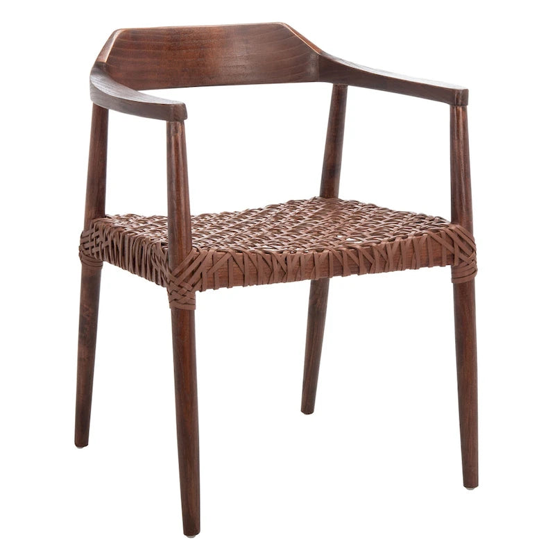 Woven Leather & Solid Wood Accent Chair (Fully Assembled) - 22"W x 20.5"D x 28.5"H
