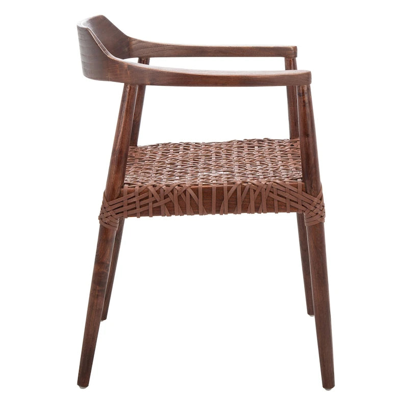 Woven Leather & Solid Wood Accent Chair (Fully Assembled) - 22"W x 20.5"D x 28.5"H