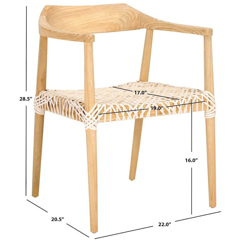 Woven Leather & Solid Wood Accent Chair (Fully Assembled) - 22"W x 20.5"D x 28.5"H