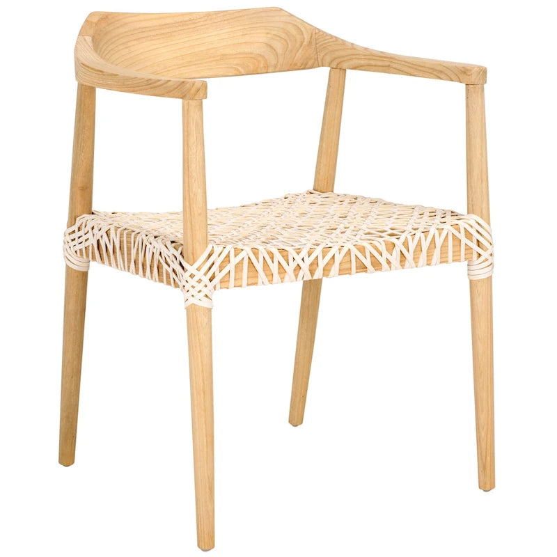 Woven Leather & Solid Wood Accent Chair (Fully Assembled) - 22"W x 20.5"D x 28.5"H