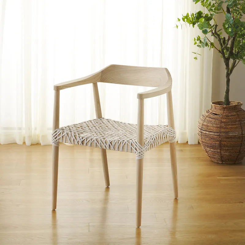 Woven Leather & Solid Wood Accent Chair (Fully Assembled) - 22"W x 20.5"D x 28.5"H