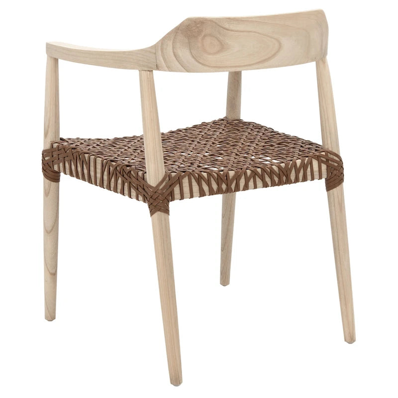 Woven Leather & Solid Wood Accent Chair (Fully Assembled) - 22"W x 20.5"D x 28.5"H