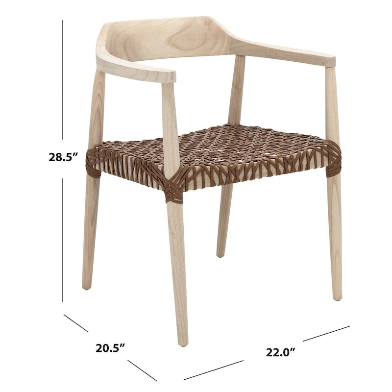 Woven Leather & Solid Wood Accent Chair (Fully Assembled) - 22"W x 20.5"D x 28.5"H