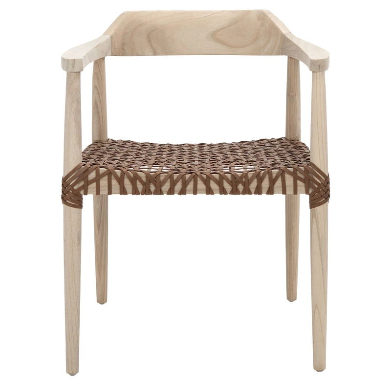 Woven Leather & Solid Wood Accent Chair (Fully Assembled) - 22"W x 20.5"D x 28.5"H