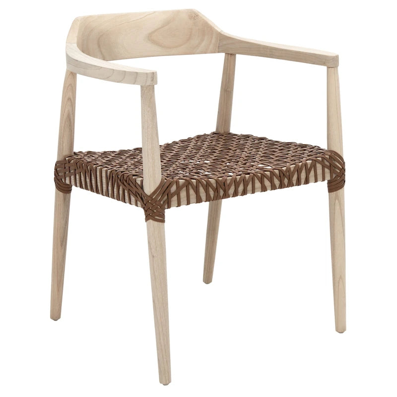 Woven Leather & Solid Wood Accent Chair (Fully Assembled) - 22"W x 20.5"D x 28.5"H