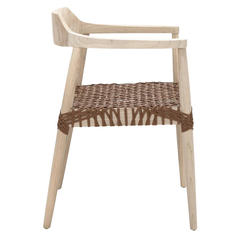 Woven Leather & Solid Wood Accent Chair (Fully Assembled) - 22"W x 20.5"D x 28.5"H