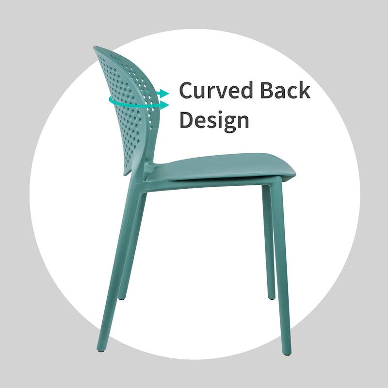 Modern Plastic Garden Patio Indoor or Outdoor Dining Stackable Chair UV Protected Armless With Dot Back Surf