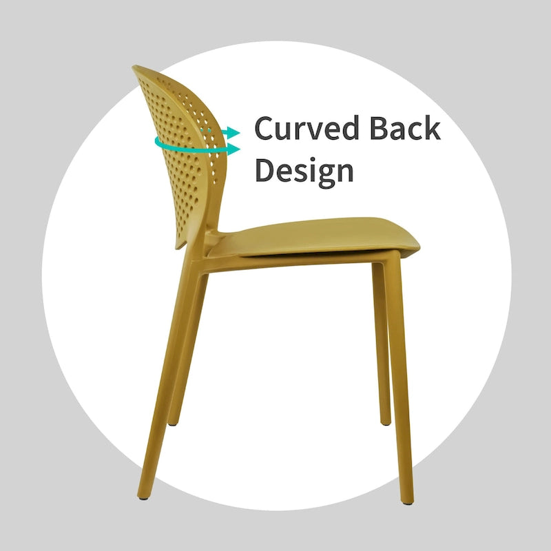 Modern Plastic Garden Patio Indoor or Outdoor Dining Stackable Chair UV Protected Armless With Dot Back Surf