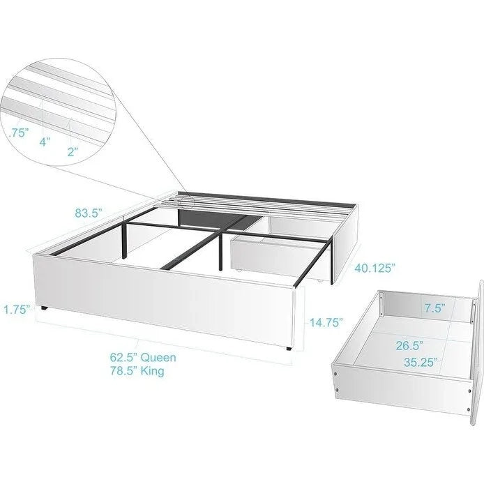 Upholstered Platform 2-Drawer Storage Bed
