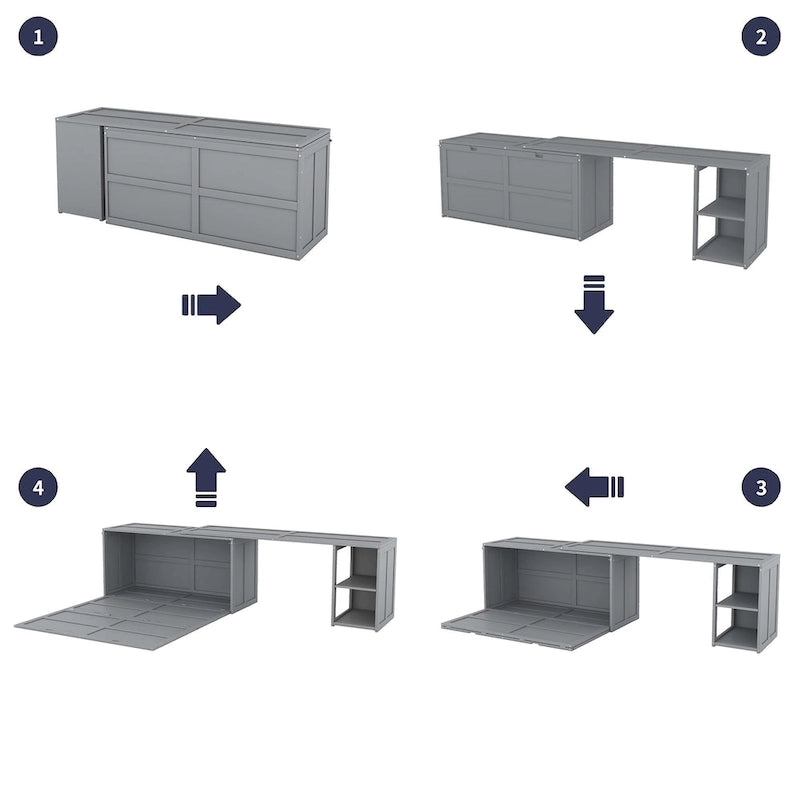 Queen Size Murphy Bed with Rotable Desk