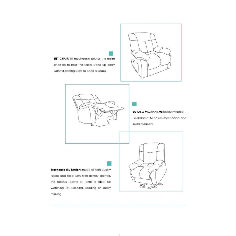 Power Lift Recliner Chair Electric Recliners for Elderly,Recliner Chair with Side Pocket