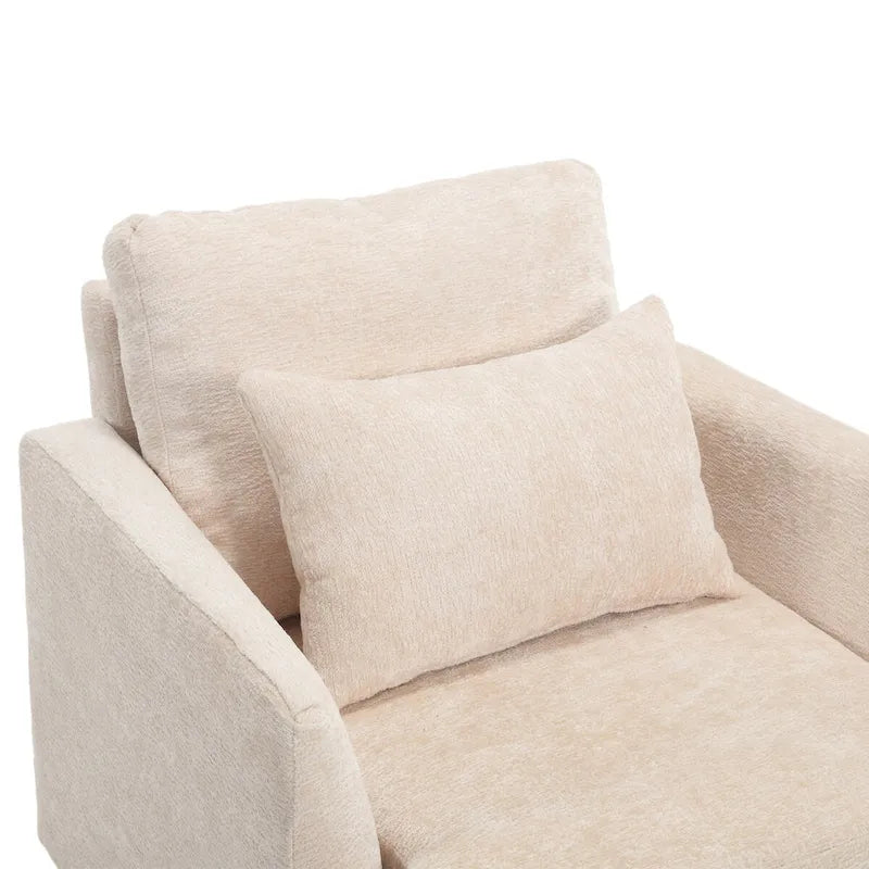 Chenille Accent Chair with Soft Pillow, Mid-Century Modern Armchair