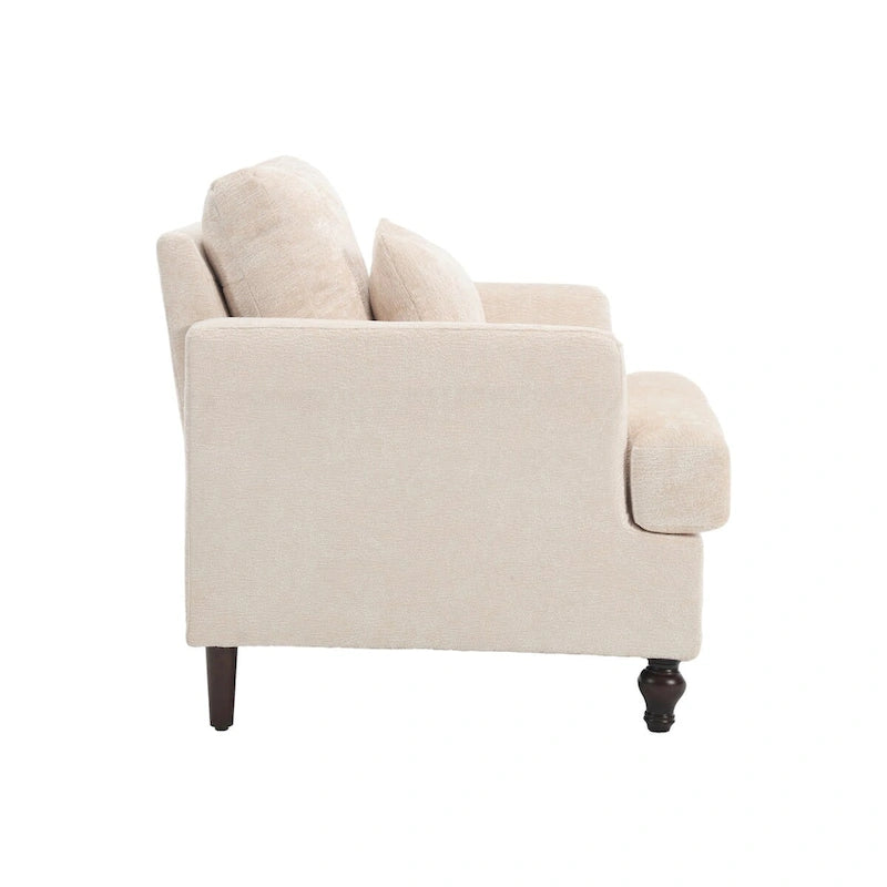 Chenille Accent Chair with Soft Pillow, Mid-Century Modern Armchair