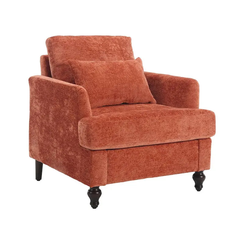 Chenille Accent Chair with Soft Pillow, Mid-Century Modern Armchair