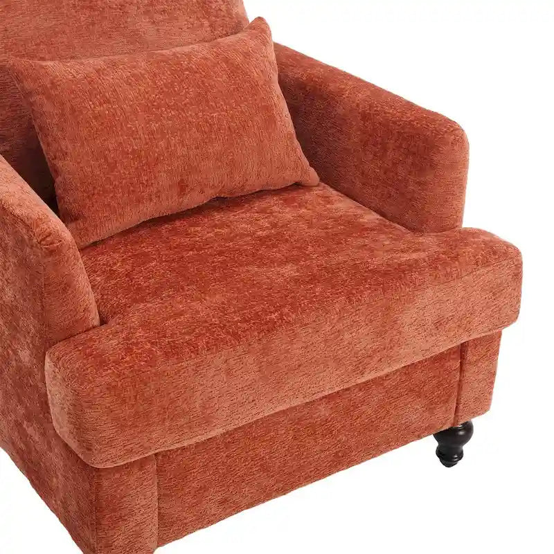 Chenille Accent Chair with Soft Pillow, Mid-Century Modern Armchair