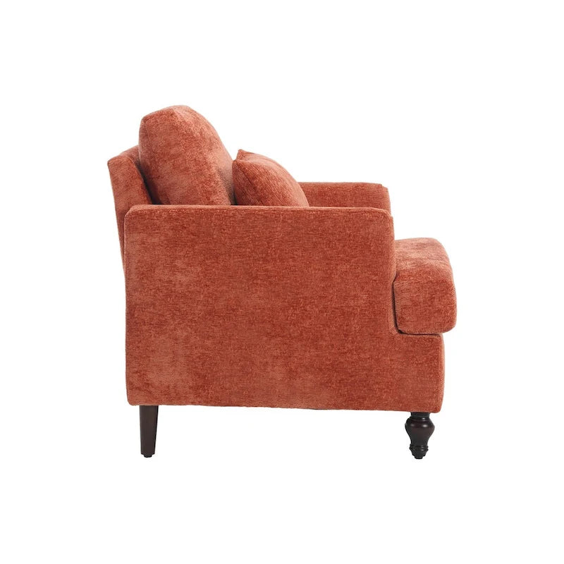 Chenille Accent Chair with Soft Pillow, Mid-Century Modern Armchair