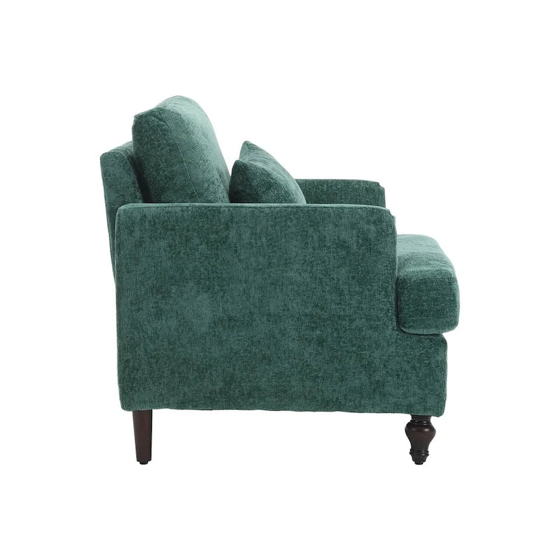 Chenille Accent Chair with Soft Pillow, Mid-Century Modern Armchair