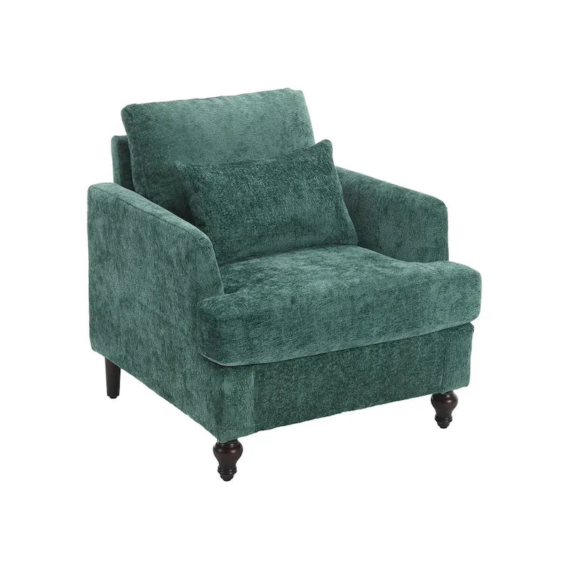 Chenille Accent Chair with Soft Pillow, Mid-Century Modern Armchair