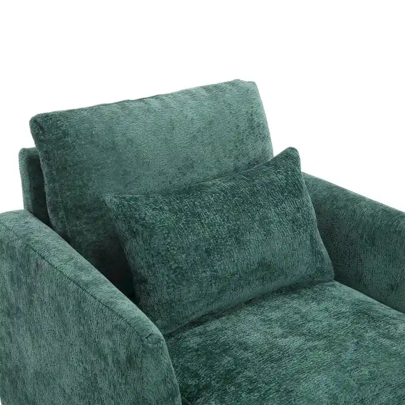 Chenille Accent Chair with Soft Pillow, Mid-Century Modern Armchair