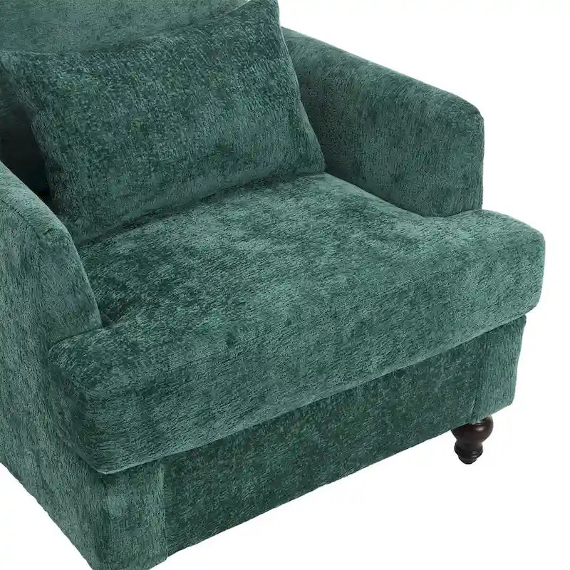 Chenille Accent Chair with Soft Pillow, Mid-Century Modern Armchair