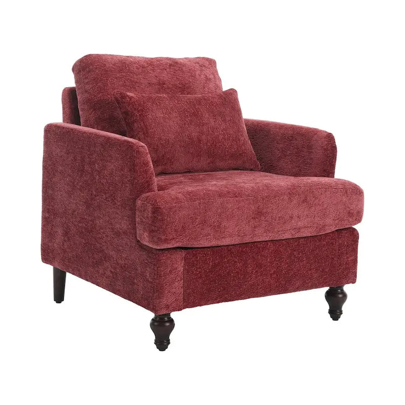 Chenille Accent Chair with Soft Pillow, Mid-Century Modern Armchair