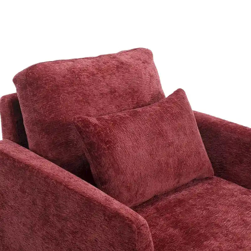 Chenille Accent Chair with Soft Pillow, Mid-Century Modern Armchair
