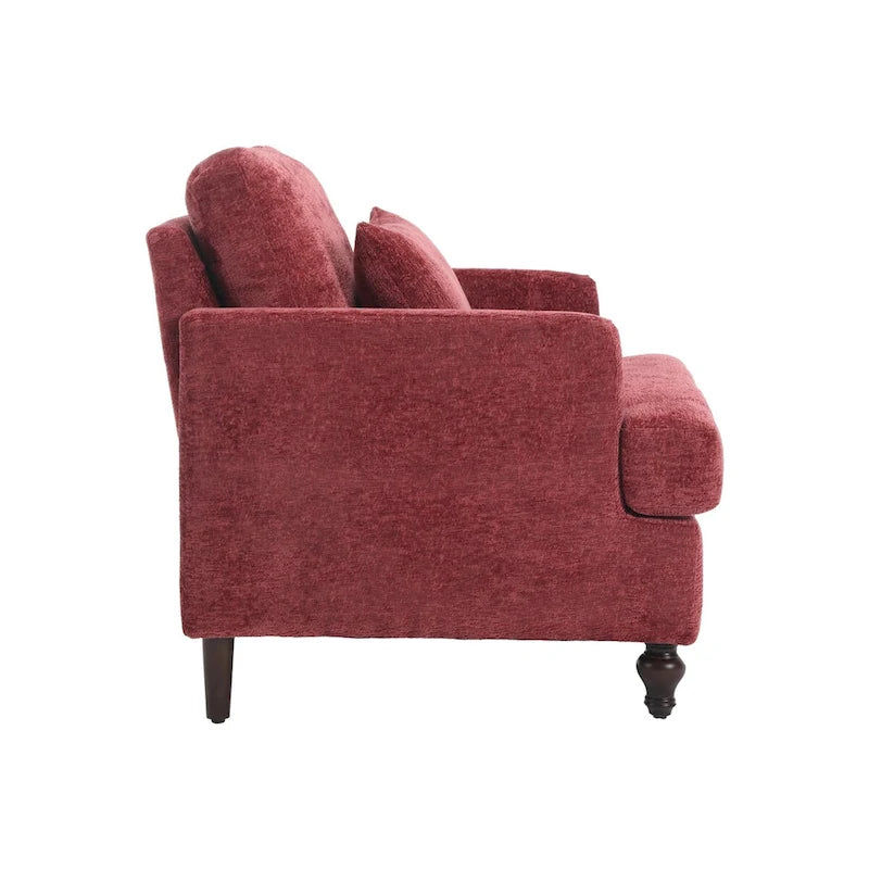 Chenille Accent Chair with Soft Pillow, Mid-Century Modern Armchair