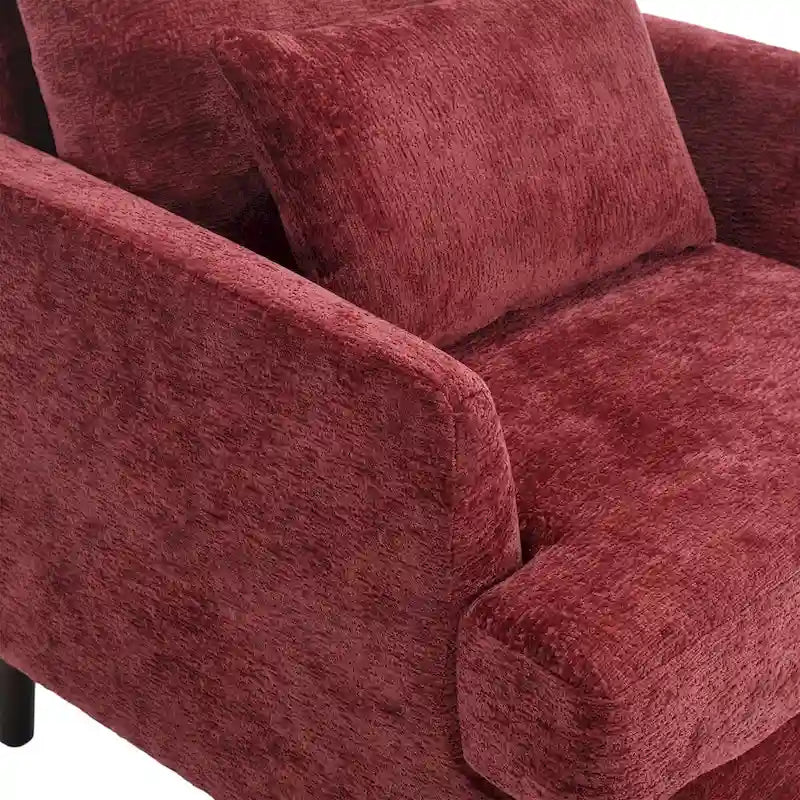 Chenille Accent Chair with Soft Pillow, Mid-Century Modern Armchair