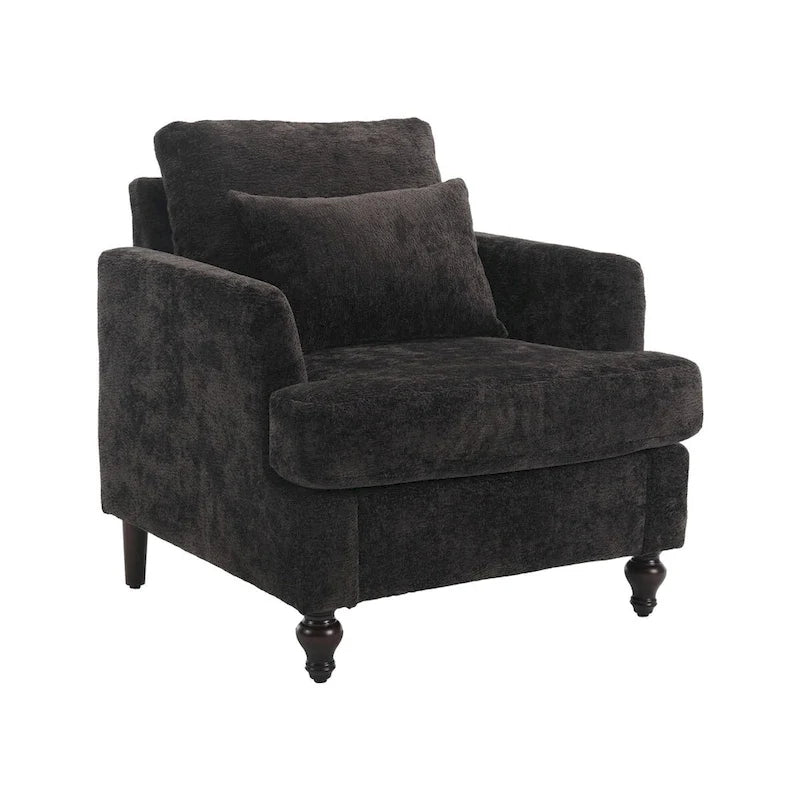 Chenille Accent Chair with Soft Pillow, Mid-Century Modern Armchair
