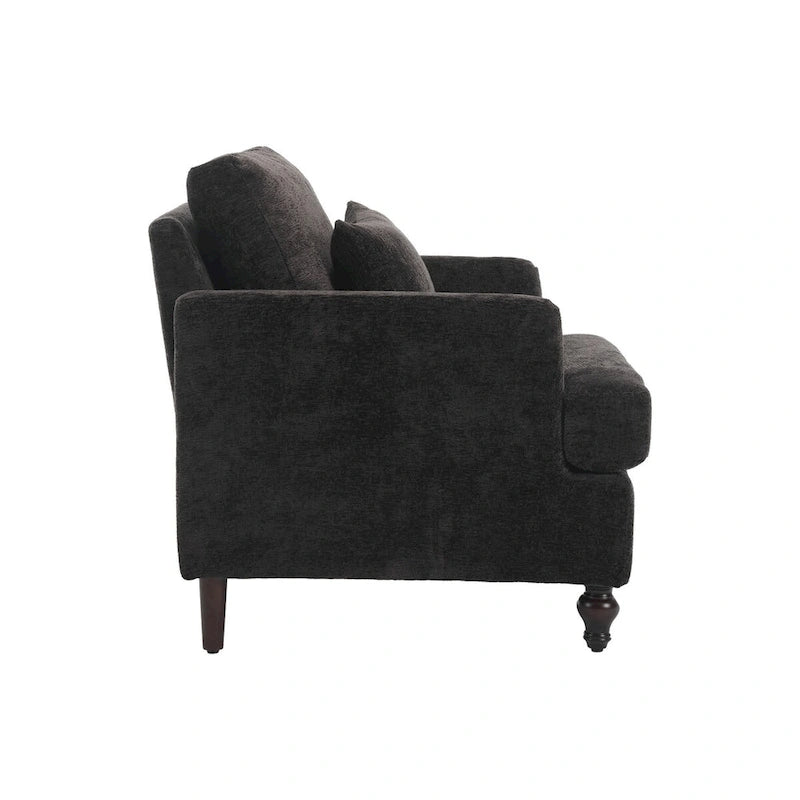 Chenille Accent Chair with Soft Pillow, Mid-Century Modern Armchair