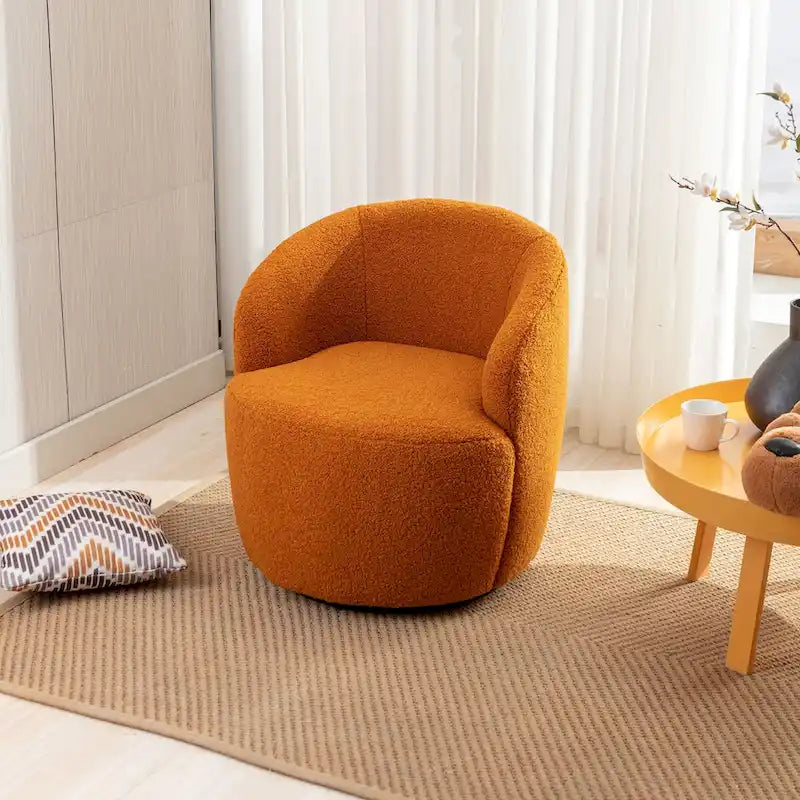 Swivel Accent Armchair Barrel Chair with Black Powder Coating, Blue