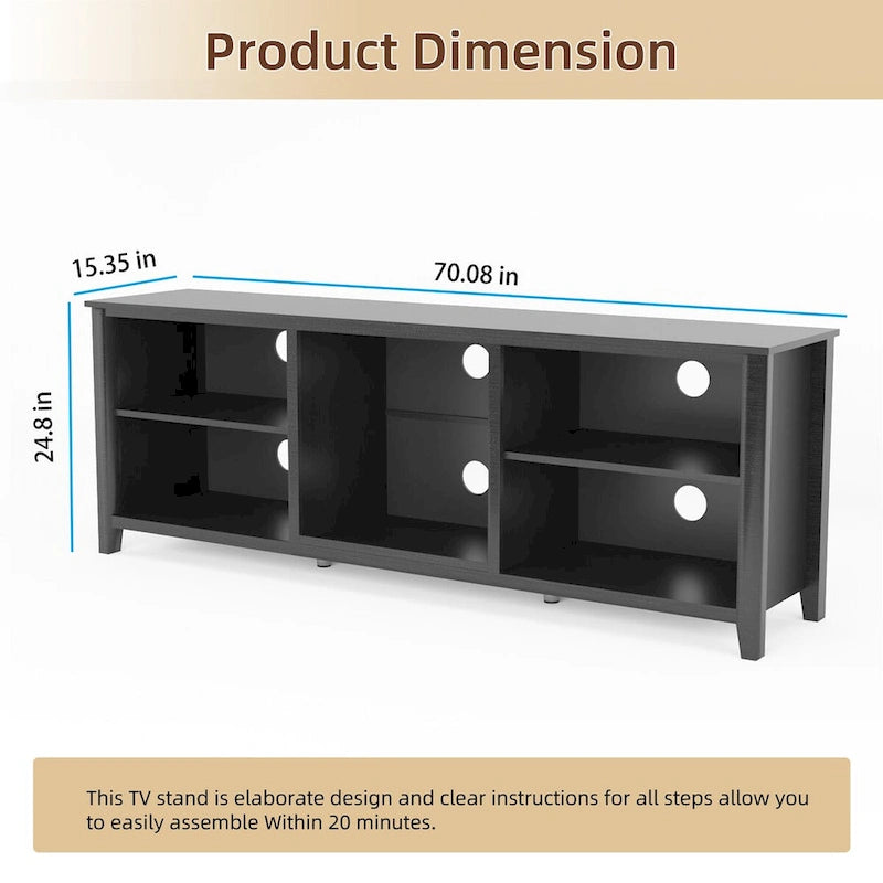 TV Stand Storage Media Console Entertainment Center, without Drawer