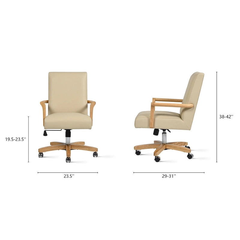 Modern Farmhouse Top Grain Leather Swivel Office Desk Chair