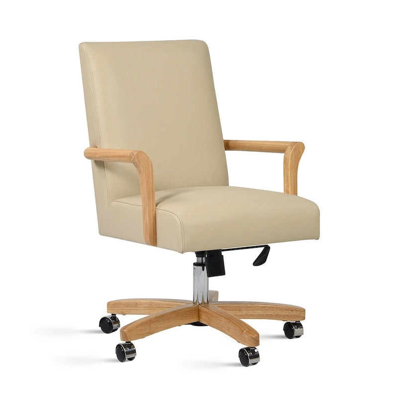 Modern Farmhouse Top Grain Leather Swivel Office Desk Chair