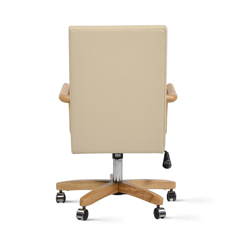 Modern Farmhouse Top Grain Leather Swivel Office Desk Chair