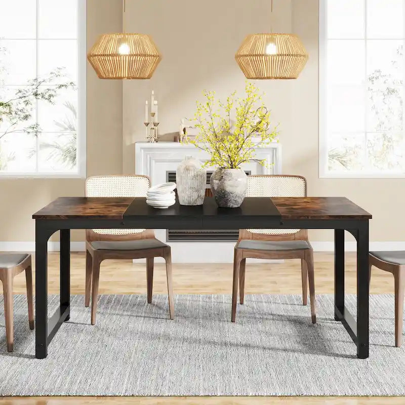 63 Industrial Dining Table for 4-6, Kitchen Table for Dinning Room - 63 L x 31.5 W x 29.53 H